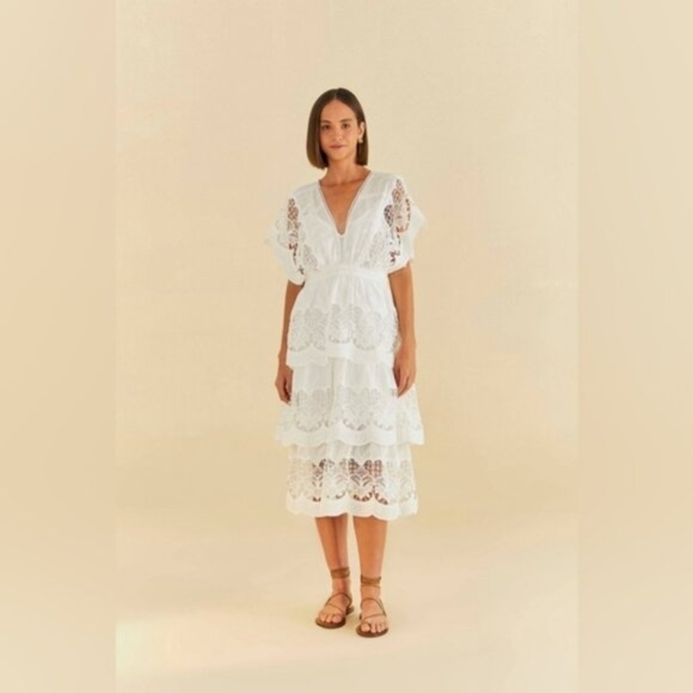 Elegant White Lace Dress Farm Rio Large XL XLARGE NWT